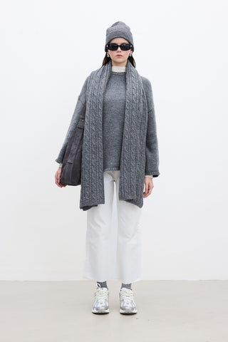 Cable-Knit Scarf Anthracite