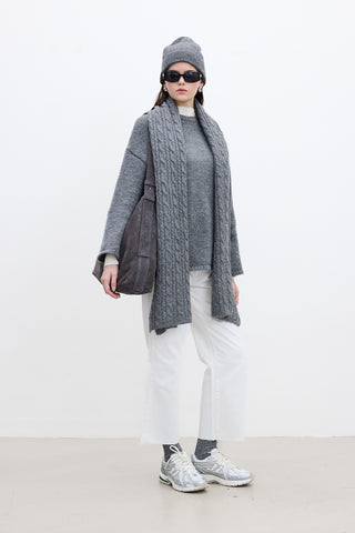 Cable-Knit Scarf Anthracite