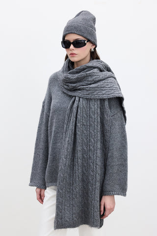 Cable-Knit Scarf Anthracite