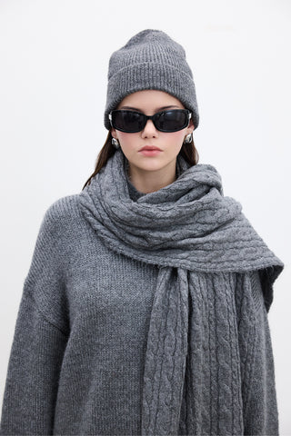 Cable-Knit Scarf Anthracite