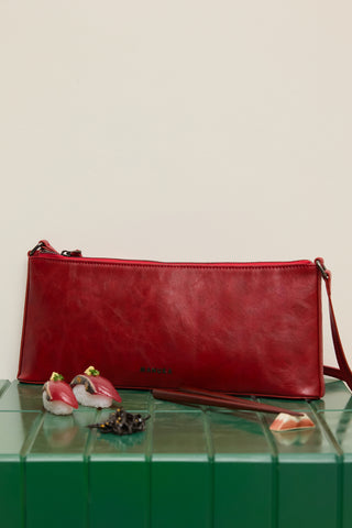 Thin Strap Baguette Bag Red
