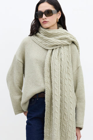 Cable-Knit Scarf Soft Green