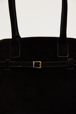 Belted Faux Leather Bag Black