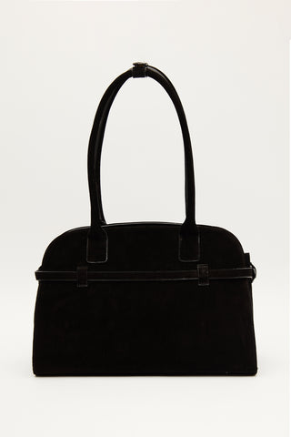 Belted Faux Leather Bag Black