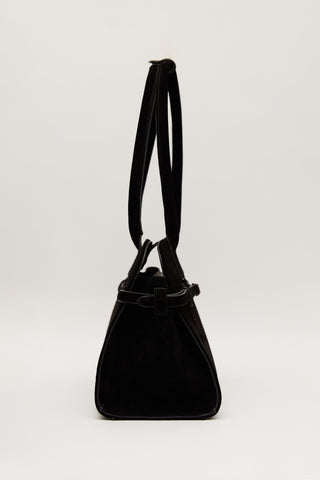 Belted Faux Leather Bag Black