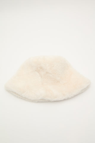 Faux Fur Bucket Hat Ecru