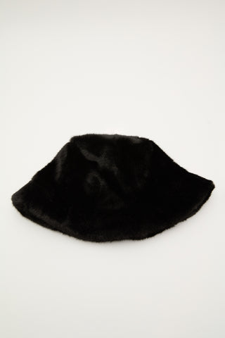 Faux Fur Bucket Hat Black