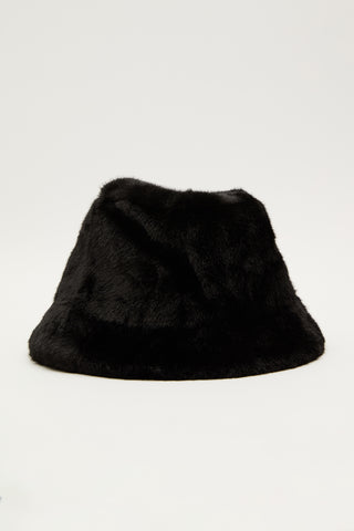 Faux Fur Bucket Hat Black