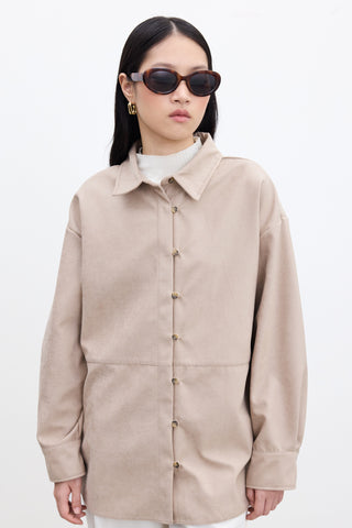 Faux Suede Shirt Sand