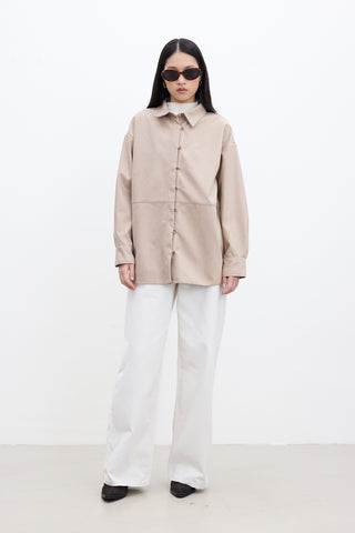 Faux Suede Shirt Sand