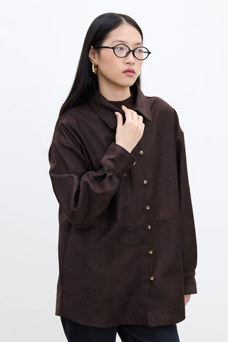 Faux Suede Shirt Dark Brown