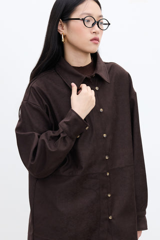 Faux Suede Shirt Dark Brown