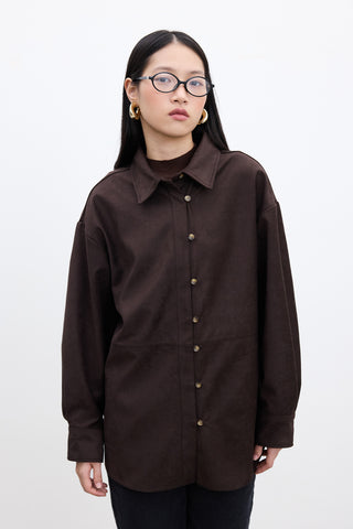 Faux Suede Shirt Dark Brown