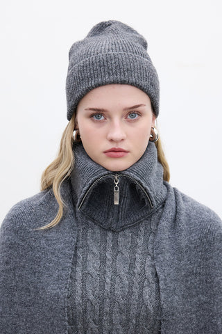 Ribbed Knit Beanie Grey