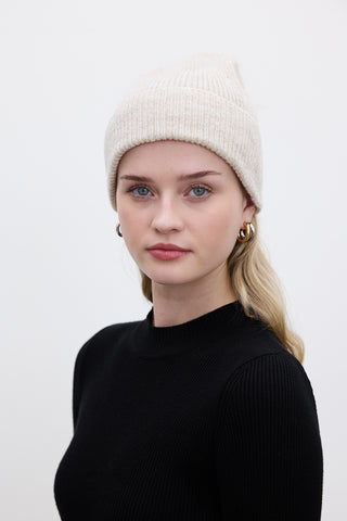 Ribbed Knit Beanie Beige