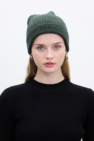 Ribbed Knit Beanie Dark Green