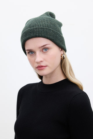 Ribbed Knit Beanie Dark Green