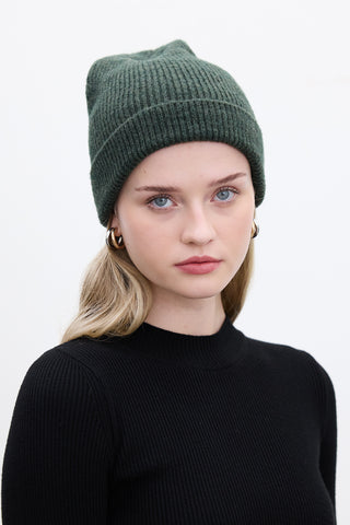 Ribbed Knit Beanie Dark Green