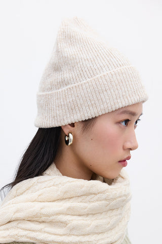 Ribbed Knit Beanie Beige