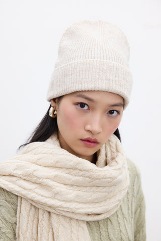 Ribbed Knit Beanie Beige