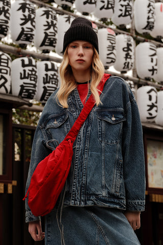 Pocket Detail Cropped Denim Jacket Blue