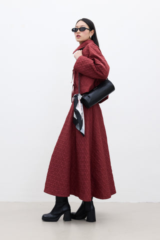 Patterned Satin Neck Scarf Stamp Black