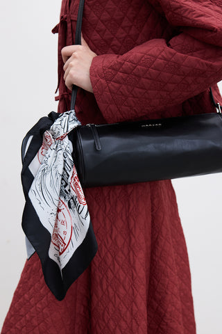 Desenli Saten Boyun Atkısı Damga Siyah