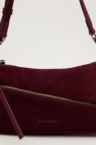 Mari Suede Baguette Bag Burgundy