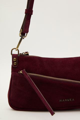 Mari Suede Baguette Bag Burgundy