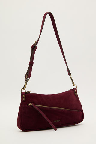 Mari Suede Baguette Bag Burgundy