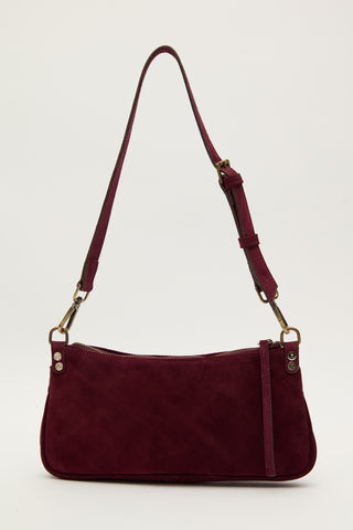 Mari Suede Baguette Bag Burgundy