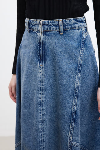 Ruffled Denim Skirt Blue