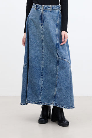 Ruffled Denim Skirt Blue