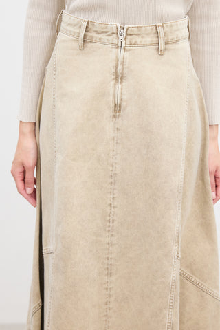 Ruffled Denim Skirt Camel