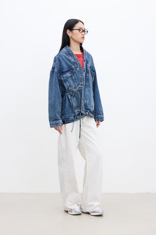 Kimono-Style Denim Jacket Blue