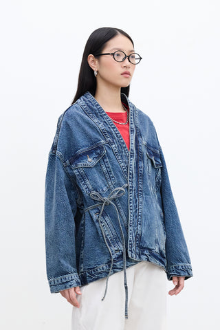 Kimono-Style Denim Jacket Blue