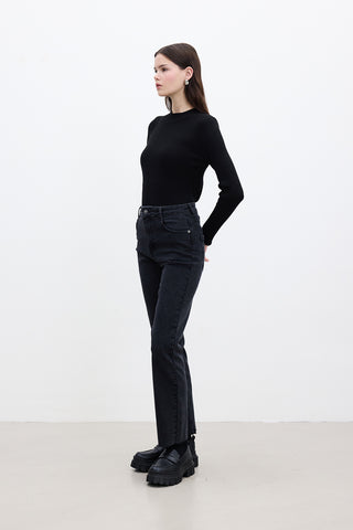 High-Waist Flared Jeans Black