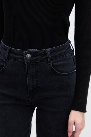 HIGH WAIST FLARE JEAN PANTOLON SİYAH