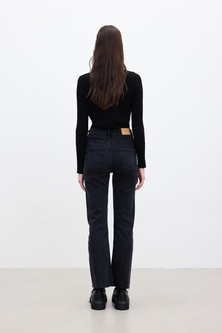 High-Waist Flared Jeans Black