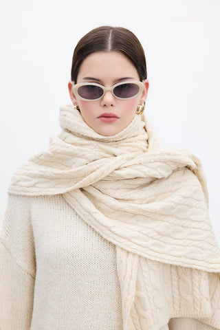 Cable-Knit Scarf Beige