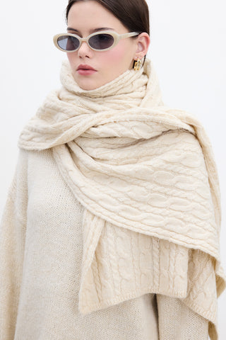 Cable-Knit Scarf Beige