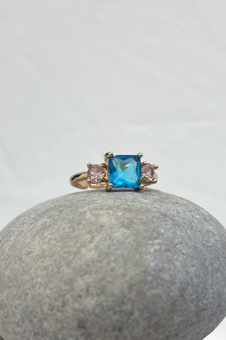 Natural Stone Baguette Ring Blue