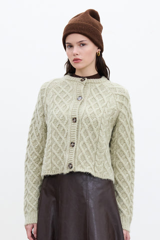 Cable-Knit Cardigan Soft Green