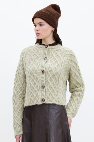 Cable-Knit Cardigan Soft Green