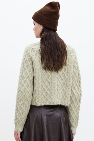 Cable-Knit Cardigan Soft Green