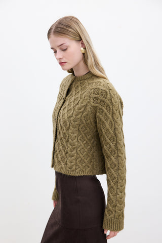 Cable-Knit Cardigan Sand