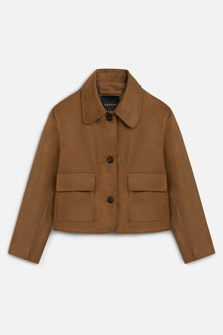Faux Suede Short Jacket Camel