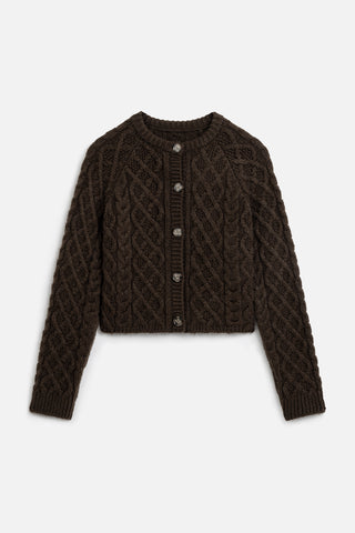 Cable-Knit Cardigan Brown