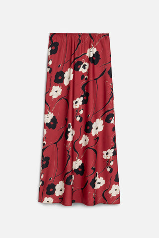 Patterned Satin Midi Skirt Japan