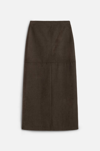 Faux Leather Skirt Dark Brown